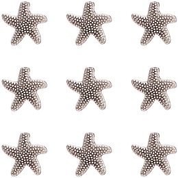 Pandahall Elite 100pcs Tibetan Style Alloy Beads Antique Silver Spacer Beads Starfish 13.5mm for Jewelry Making