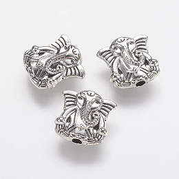 Honeyhandy Tibetan Style Alloy Beads, Elephant, Antique Silver, 10x10x3mm, Hole: 1.5mm