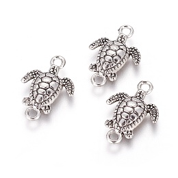 Honeyhandy Tibetan Style Alloy Links connectors, Turtle, Antique Silver, 21x14.5x4mm, Hole: 2mm