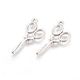 Honeyhandy Tibetan Style Zinc Alloy Pendants, Scissor, Antique Silver, 30x15x2mm, Hole: 1.6mm