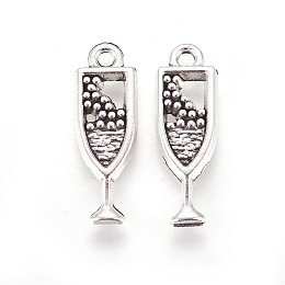 Honeyhandy Tibetan Style Zinc Alloy Pendants, Wine Glass, Antique Silver, 20.5x6.5x1.8mm, Hole: 1.4mm