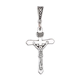 Honeyhandy Tibetan Style Alloy Pendants, for Easter, with Words INRI, Crucifix Cross, Antique Silver, 51mm, Cross: 37x22.5x3mm, Hole: 3x6mm