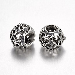 Honeyhandy Alloy European Beads, Rondelle, Large Hole Beads, Antique Silver, 12x9mm, Hole: 5mm