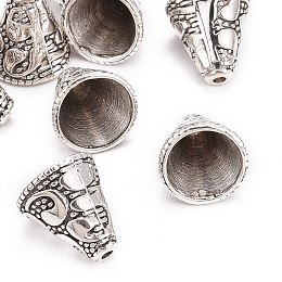 Honeyhandy Tibetan Style Cone Alloy Bead Caps, Antique Silver, 13x12mm, Hole: 2~10mm