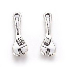 Honeyhandy Tibetan Style Zinc Alloy Pendants, Wrench, Antique Silver, 25x8x3.5mm, Hole: 1.5mm