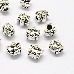 Honeyhandy Alloy European Beads, Large Hole Beads, Angel, Antique Silver, 10x11x9mm, Hole: 4mm