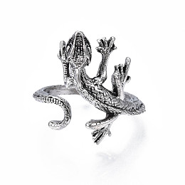 Honeyhandy Alloy Lizard Open Cuff Ring for Women, Cadmium Free & Lead Free, Antique Silver, US Size 7 3/4(17.9mm)