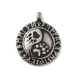 Honeyhandy 304 Stainless Steel Pendants, Viking Talisman Charms, Antique Silver, 45x37x4mm, Hole: 5mm