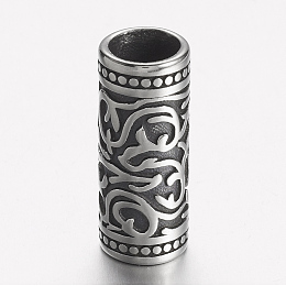 Honeyhandy 304 Stainless Steel Tube Beads, Antique Silver, 24x9.5mm, Hole: 7mm