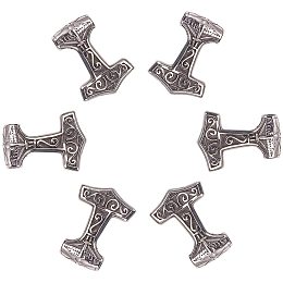 Pandahall Elite 10pcs 3.5mm Stainless Steel Pendants Viking Thor's Hammer Celtic Knot Charms Antique Silver Pendant for Bracelets Necklace Jewelry Making Crafting Supplies