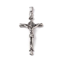 Honeyhandy 304 Stainless Steel Pendants, Crucifix Cross Charms, Antique Silver, 84x43x13mm, Hole: 8x4mm