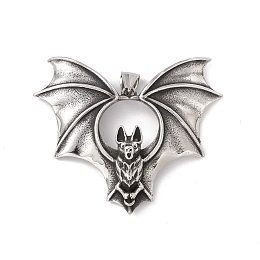 Honeyhandy 304 Stainless Steel Pendants, Bat, Antique Silver, 53x63x10mm, Hole: 8x4mm