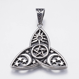 Honeyhandy 304 Stainless Steel Pendants, Trinity Knot/Triquetra, Irish, Antique Silver, 41.5x41.5x5mm, Hole: 8x11mm