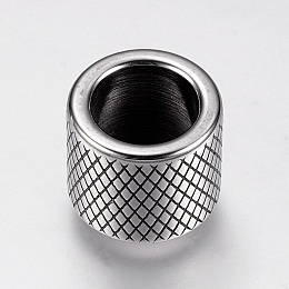 Honeyhandy 304 Stainless Steel Beads, Column, Antique Silver, 12x10mm, Hole: 8mm