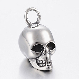 Honeyhandy 304 Stainless Steel Pendants, Skull, Antique Silver, 20x9x13mm, Hole: 3.5mm