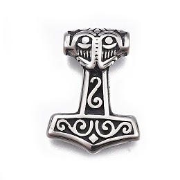 Honeyhandy 304 Stainless Steel Pendants, Thor's Hammer, Antique Silver, 29x21x7mm, Hole: 4mm