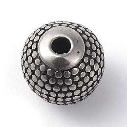 Honeyhandy 316 Surgical Stainless Steel Beads, Round, Antique Silver, 9.5x9mm, Hole: 1.8mm