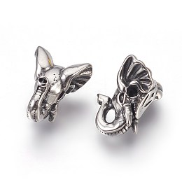 Honeyhandy 316 Surgical Stainless Steel Beads, Elephant, Antique Silver, 16x12.5x7.5mm, Hole: 1.8mm