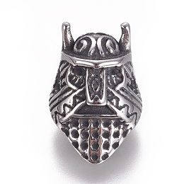 Honeyhandy 304 Stainless Steel Beads, Viking Warrior Helmet, Antique Silver, 15.5x10x9mm, Hole: 2.5mm