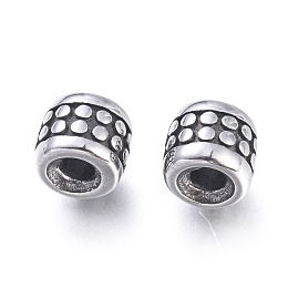 Honeyhandy 304 Stainless Steel Beads, Barrel, Antique Silver, 5.5x6mm, Hole: 2mm