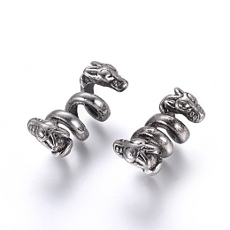 Honeyhandy 304 Stainless Steel Beads, Snake, Antique Silver, 21.5x11x12.5mm, Hole: 5~6mm