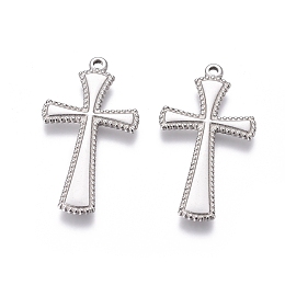 Honeyhandy 304 Stainless Steel Pendants, Cross, Antique Silver, 39x21x2mm, Hole: 1.8mm