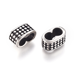 Honeyhandy 304 Stainless Steel Slide Charms, Oval, Antique Silver, 11.5x6.2x7mm, Hole: 8.8x4.5mm