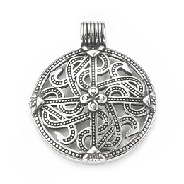 Honeyhandy Viking Odin 304 Stainless Steel Pendants, Flat Round with Cross Charm, Antique Silver, 43x35x7mm, Hole: 5mm