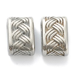 Honeyhandy 304 Stainless Steel Slide Charms/Slider Beads, For Leather Cord Bracelet Making, Oval, Textured, Antique Silver, 12x8x6.5mm, Inner Diameter: 9x4mm