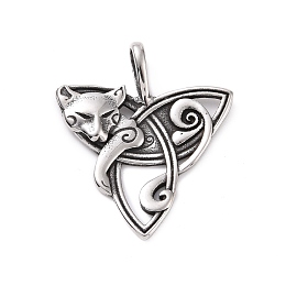 Honeyhandy 304 Stainless Steel Pendants, Trinity Knot with Fox, Antique Silver, 48x41.5x3mm, Hole: 5x10mm