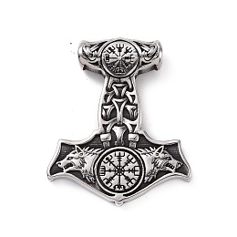 Honeyhandy 304 Stainless Steel Pendants, Thor's Hammer, Antique Silver, 48x40.5x7mm, Hole: 5mm