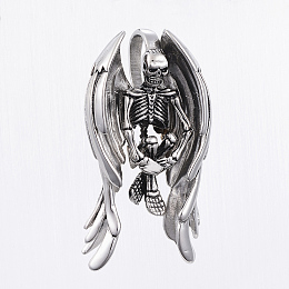 Honeyhandy 304 Stainless Steel Pendants, Halloween, Death, Antique Silver, 66x35.5x15mm, Hole: 7x15mm