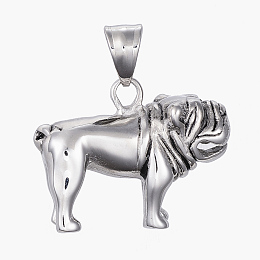 Honeyhandy 304 Stainless Steel Puppy Pendants, Sharpei Dog Charms, Antique Silver, 24x32x12mm, Hole: 5x8mm