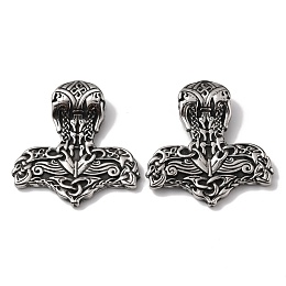 Honeyhandy Viking 304 Stainless Steel Pendants, Thor's Hammer, Antique Silver, 42.5x39.5x8mm, Hole: 4.5x9mm