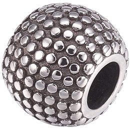 UNICRAFTALE 10pcs Antique Silver Rondelle Dots Beads European Large Hole Beads Stainless Steel Beads for Jewelry Findings Bracelet Necklace Making 10.5x8.5mm, Hole 4.5mm