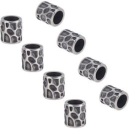 Pandahall Elite 10pcs 8mm Hole Column Bead Stainless Steel Loose Beads Metal Spacer Beads Large Hole Beads Antique Silver Tube Loose Beads European Beads for Jewelry Making Crafts Decoration 13x11mm