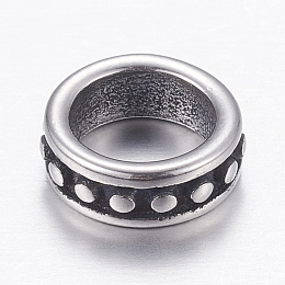 Honeyhandy 304 Stainless Steel Beads, Ring, Antique Silver, 8x3mm, Hole: 6mm