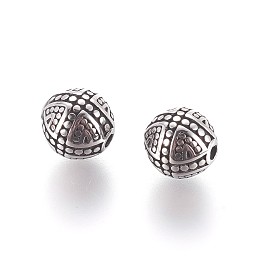 Honeyhandy 304 Stainless Steel Beads, Round, Antique Silver, 9x9.5mm, Hole: 1.6mm