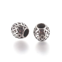 Honeyhandy 304 Stainless Steel Beads, Rondelle, Antique Silver, 8.5x8mm, Hole: 4.2mm