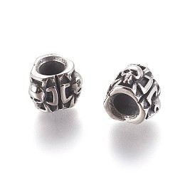 Honeyhandy 304 Stainless Steel European Beads, Large Hole Beads, Sukll and Cross, Antique Silver, 11x11.5x9mm, Hole: 5mm