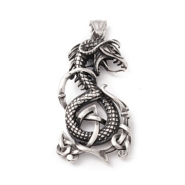 Honeyhandy Tibetan Style 304 Stainless Steel Pendants, Snake, Antique Silver, 53x27x8mm, Hole: 8x4.5mm