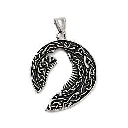 Honeyhandy Viking 304 Stainless Steel Pendants, Raven, Antique Silver, 47x38x3mm, Hole: 7.5x4mm