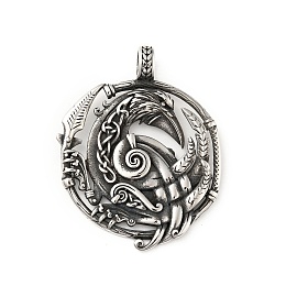 Honeyhandy 304 Stainless Steel Pendants, Punk Odin Hollow Crow, Antique Silver, 47.5x38x7mm, Hole: 5.5x4.5mm