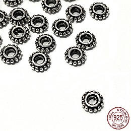 Honeyhandy Thai 925 Sterling Silver Bead Spacers, Flower, Antique Silver, 5x1.7mm, Hole: 2mm, 29pcs/5g