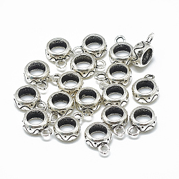 Honeyhandy Thai 925 Sterling Silver Tube Bails, Loop Bails, Donut, Antique Silver, 11x8x4mm, Hole: 1.8mm, 5mm Inner Diameter