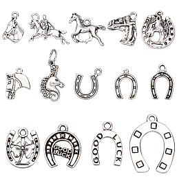 CHGCRAFT Tibetan Style Alloy Pendants, Mixed Shapes, Antique Silver, 84pcs/box