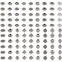 NBEADS 540 Pcs Tibetan Style Alloy Spacer Beads, 18 Styles Antique Silver Spacer Beads, Tibetan Pendants Set for Jewelry Making