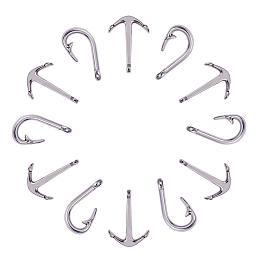 PandaHall Elite 30pcs Antique Silver Tibetan Style Alloy Anchor & Hook Pendants Beads Charms for DIY Bracelet Necklace Jewelry Making