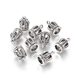 Honeyhandy Tibetan Style Alloy Charms, Crown, Antique Silver, 15x9mm, Hole: 1.6mm