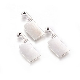 Honeyhandy Tibetan Style Zinc Alloy  Pendants, Kitchen Knife, Antique Silver, 23x9x2.5mm, Hole: 1mm